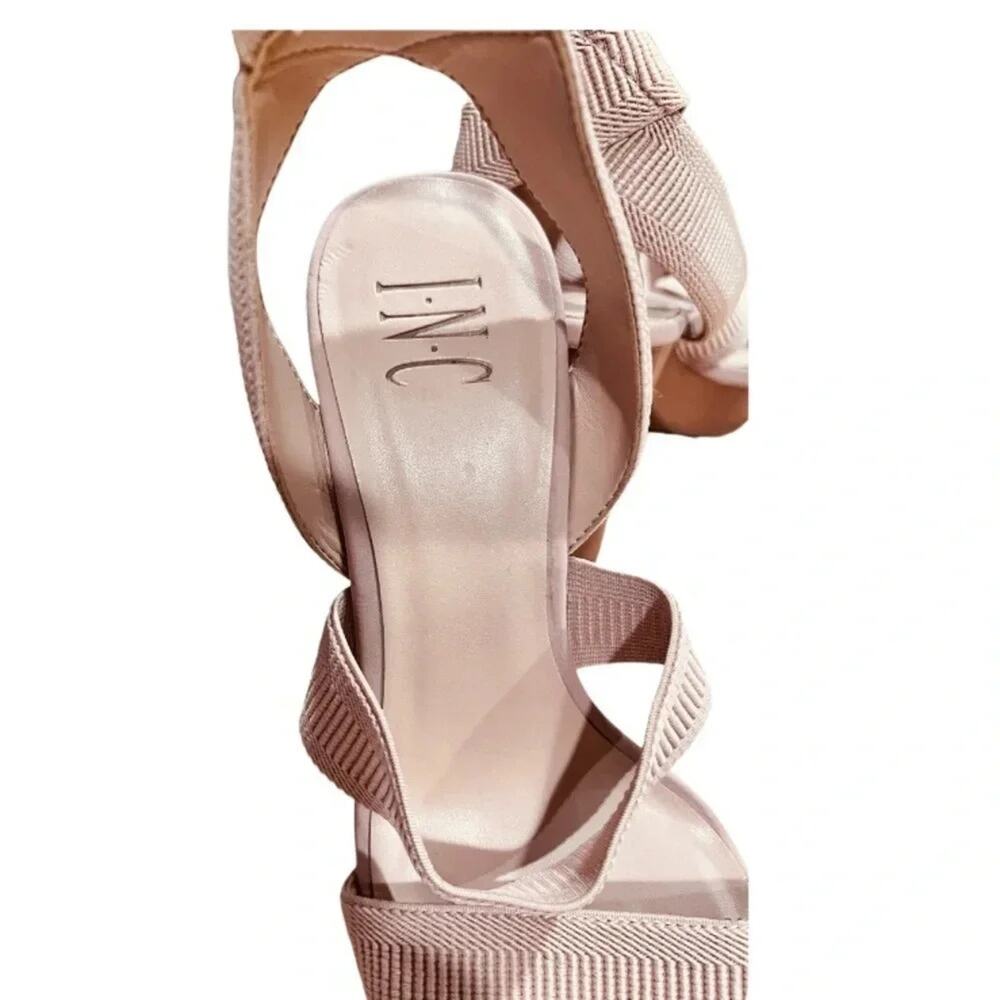 INC Ribbed Elastic Strap Roesia Round Toe Block Heel Slip On Sandals Size 8.5 - Picture 7 of 9